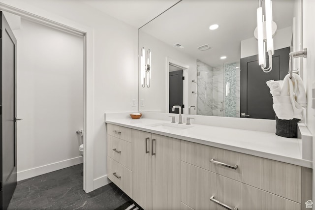 51 Daly Ave, Park City, UT 84060 - full bath featuring a marble finish shower, vanity, and recessed lighting