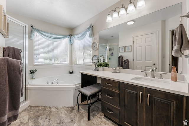 6743 W Spring Oak Dr, West Jordan, UT 84081 - bathroom featuring vanity, a shower stall, and a bath