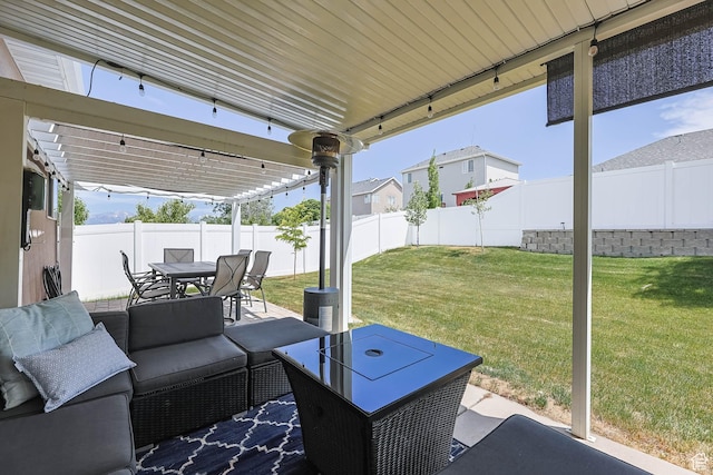 6743 W Spring Oak Dr, West Jordan, UT 84081 - fenced backyard featuring outdoor dining space, a patio area, and an outdoor hangout area