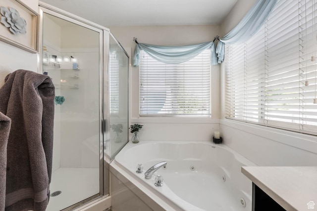 6743 W Spring Oak Dr, West Jordan, UT 84081 - full bathroom with a shower stall, a jetted tub, and vanity