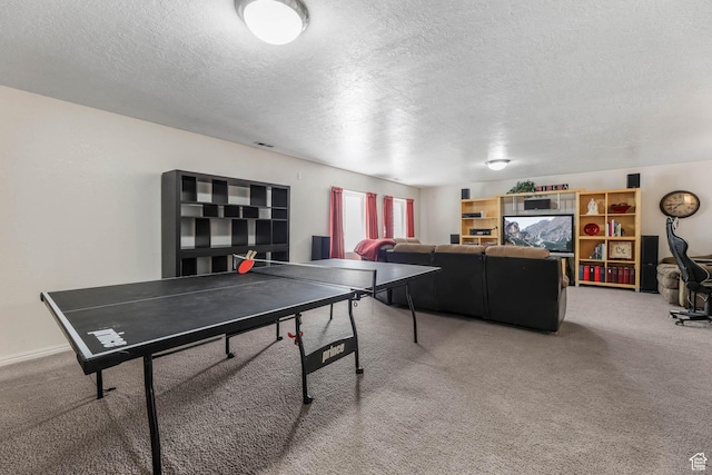 6743 W Spring Oak Dr, West Jordan, UT 84081 - game room featuring a textured ceiling and light colored carpet