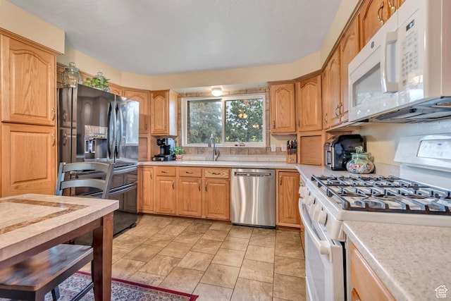 955 W Charlotte Dr, South Jordan, UT 84095 - kitchen featuring white appliances, light countertops, and backsplash