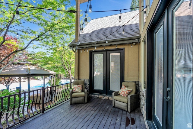9967 N 6670 W, Highland, UT 84003 - deck featuring french doors and a gazebo