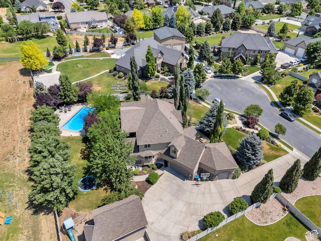 9967 N 6670 W, Highland, UT 84003 - aerial perspective of suburban area with a pool area