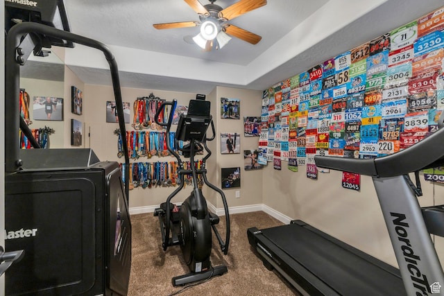 9967 N 6670 W, Highland, UT 84003 - exercise area featuring carpet flooring and a ceiling fan