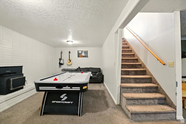 130 Summit Dr, Smithfield, UT 84335 - recreation room featuring a textured ceiling and carpet floors