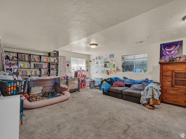 6126 S Middlewood Cir W, Salt Lake City, UT 84118 - carpeted living room featuring a textured ceiling