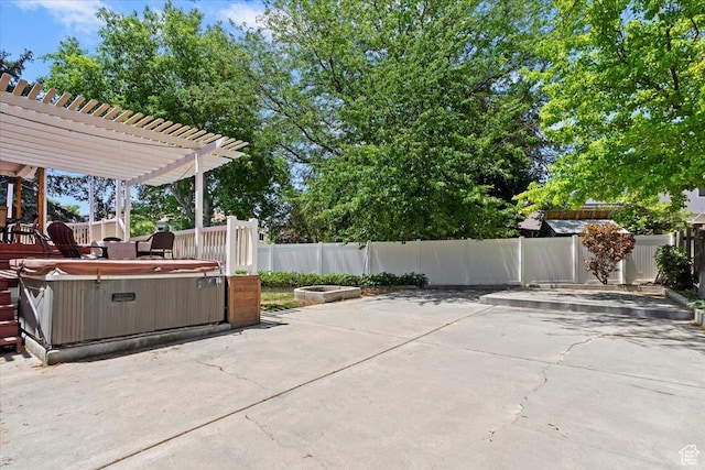 1430 W 6720 S, West Jordan, UT 84084 - fenced backyard with a hot tub, a patio area, and a pergola