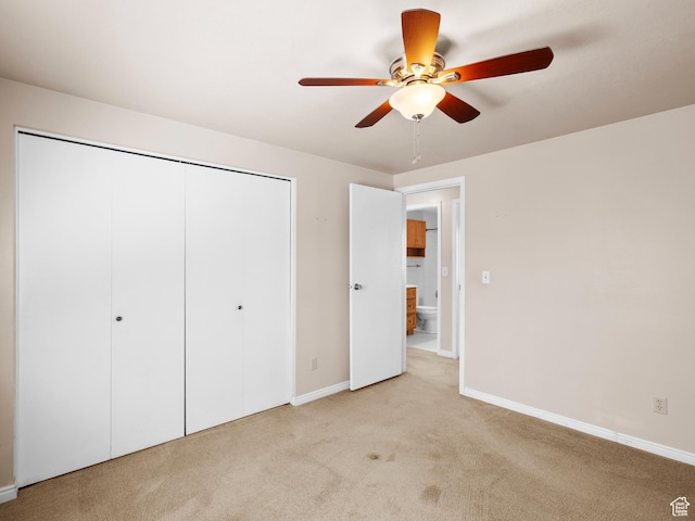 841 E Ramona Ave, Salt Lake City, UT 84105 - unfurnished bedroom featuring light carpet, a closet, and ceiling fan