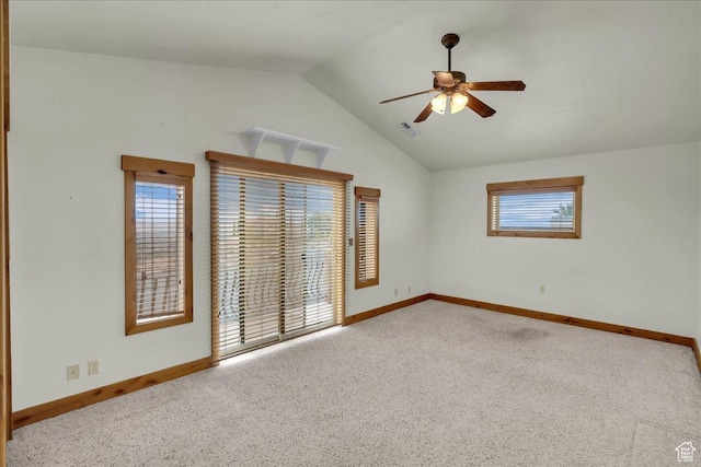 393 N Crestline Cir, St George, UT 84790 - carpeted empty room with lofted ceiling and ceiling fan