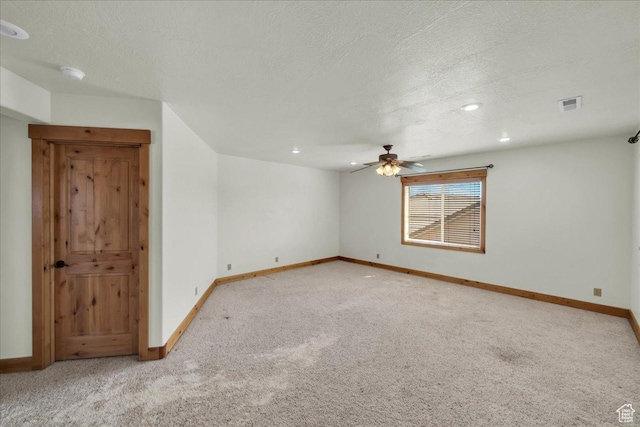 393 N Crestline Cir, St George, UT 84790 - unfurnished room with carpet flooring, ceiling fan, a smoke detector, a textured ceiling, and recessed lighting