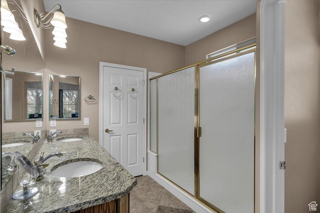 1621 W Wonderstone Dr, St George, UT 84790 - bathroom with a stall shower and double vanity