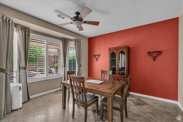 1621 W Wonderstone Dr, St George, UT 84790 - dining space featuring a ceiling fan and baseboards