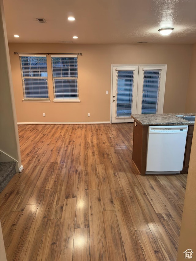 1513 W 190 N, Pleasant Grove, UT 84062 - kitchen featuring dishwasher, wood finished floors, recessed lighting, and open floor plan