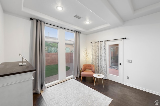250 N Snow Canyon Dr Unit 16, Ivins, UT 84738 - sitting room featuring a raised ceiling, dark wood-type flooring, and recessed lighting