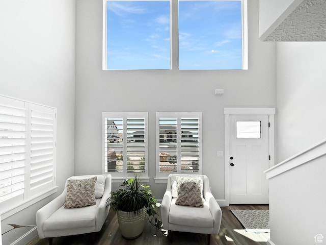 3052 N Mountain Rd, North Ogden, UT 84414 - sitting room featuring a high ceiling and wood finished floors