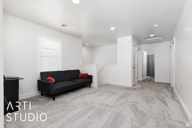 6297 S Zelda Dr, St George, UT 84790 - living area featuring an upstairs landing, carpet, and recessed lighting