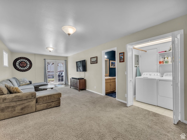 789 Richmond Dr, Park City, UT 84098 - carpeted living area with washer and dryer and healthy amount of natural light