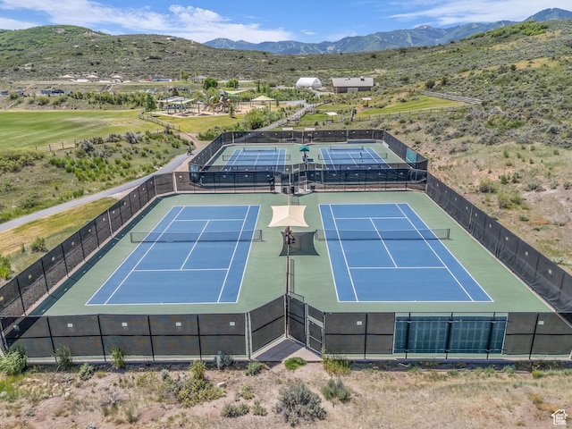 789 Richmond Dr, Park City, UT 84098 - view of tennis court with a mountain view