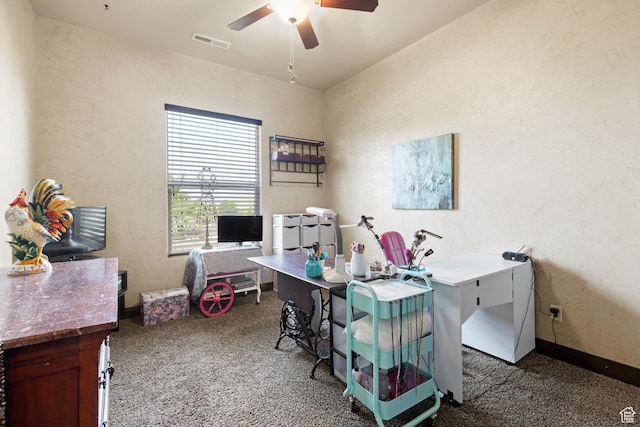 1883 S Purple Sage Dr, Washington, UT 84780 - office space with carpet, ceiling fan, and a textured wall