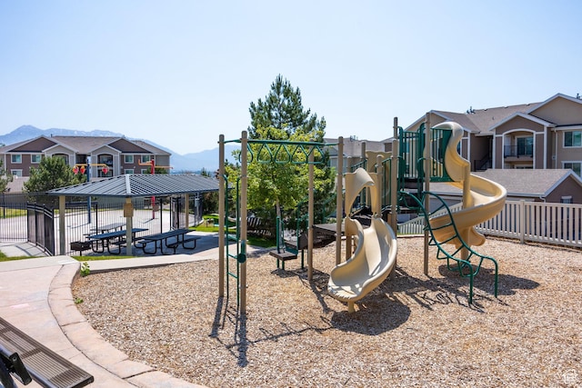 136 W Spring Hill Way, Saratoga Springs, UT 84045 - community playground with a mountain view, a gazebo, and a residential view