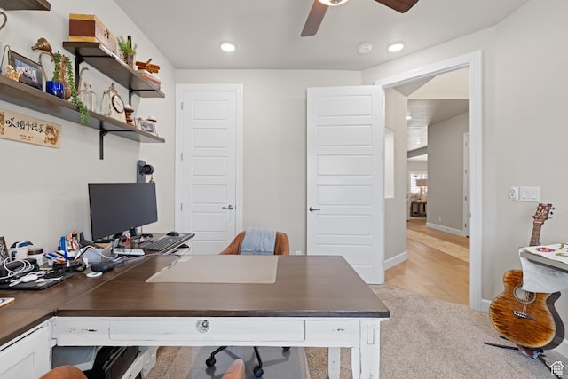 2723 S Varano Way, St George, UT 84770 - office space with ceiling fan, recessed lighting, and light colored carpet