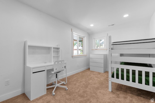 2317 N Timpview Dr E, Provo, UT 84604 - bedroom with light carpet, recessed lighting, and an office area