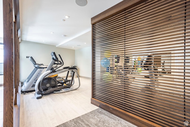 2431 W High Mountain Rd Unit 504, Park City, UT 84098 - workout room featuring wood finished floors