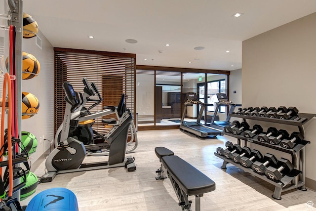 2431 W High Mountain Rd Unit 504, Park City, UT 84098 - workout area with wood finished floors and recessed lighting