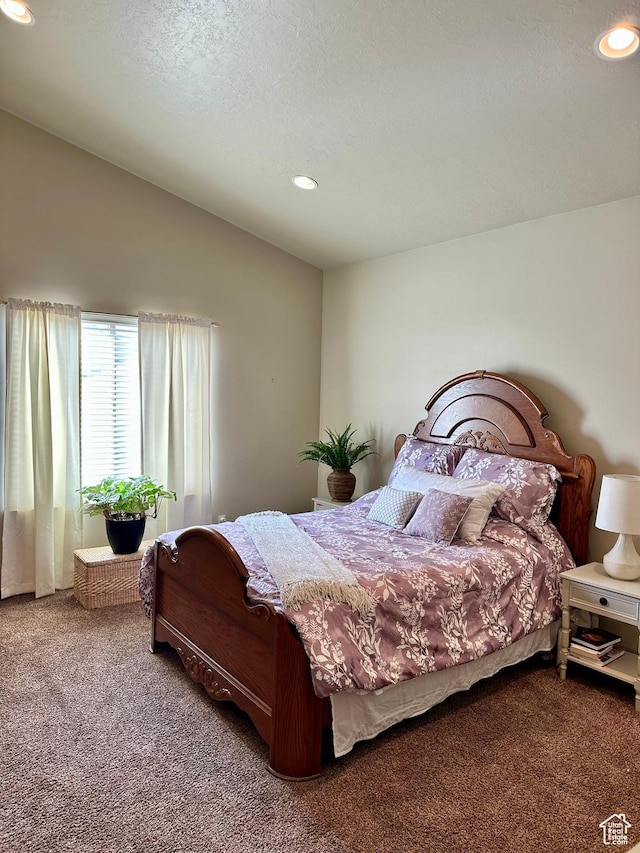 12413 S Andreas St W, Riverton, UT 84065 - bedroom featuring carpet floors, vaulted ceiling, and recessed lighting