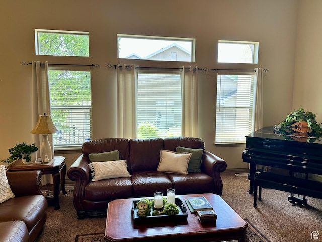 12413 S Andreas St W, Riverton, UT 84065 - living room with carpet, plenty of natural light, and a high ceiling
