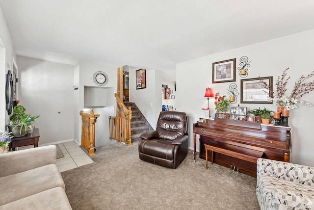 3573 S Deann Dr W, West Valley City, UT 84128 - living area featuring stairway and carpet