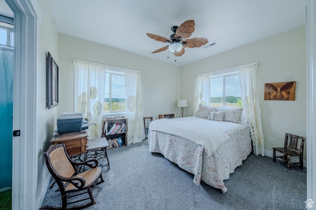 7395 N Johnson Canyon Rd, Kanab, UT 84741 - bedroom with multiple windows, carpet flooring, and ceiling fan