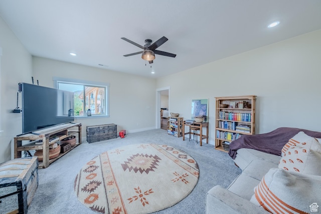 7395 N Johnson Canyon Rd, Kanab, UT 84741 - carpeted living area featuring recessed lighting and ceiling fan