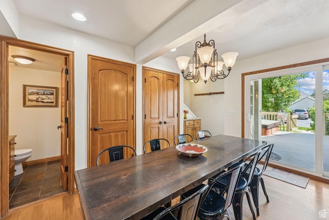 171 Dunlop Ct, Park City, UT 84060 - dining area featuring a chandelier, light wood-style floors, and recessed lighting