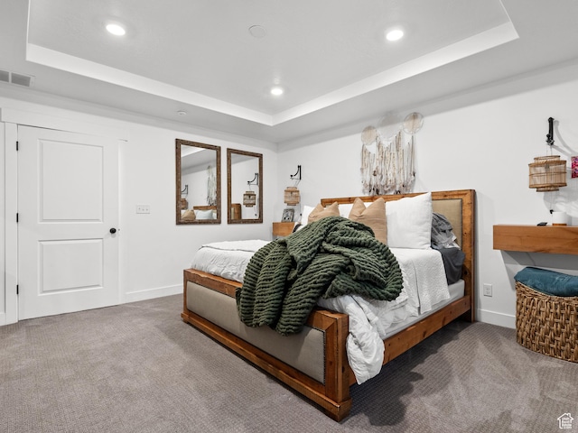 627 S Meade St, Mapleton, UT 84664 - bedroom featuring a tray ceiling, carpet floors, and recessed lighting