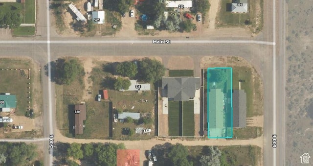 580 E Main St, Myton, UT 84052 - aerial map of property and surrounding area with property parcel outlined