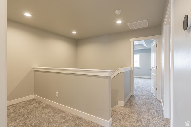2202 S 1120 W Unit 64, Nibley, UT 84321 - hallway featuring light carpet, an upstairs landing, and recessed lighting