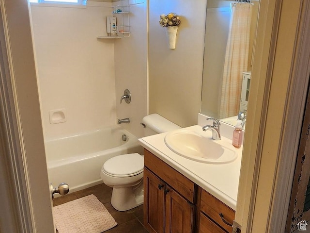 1751 E Canary Way, Eagle Mountain, UT 84005 - bathroom with vanity, shower / bath combination with curtain, and tile patterned flooring