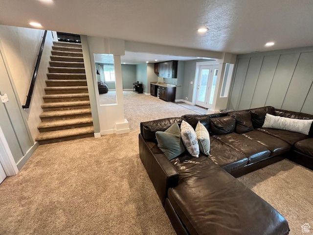 4053 W 3770 S, Wellsville, UT 84339 - carpeted living area with stairs, recessed lighting, and healthy amount of natural light