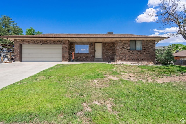 737 Carma Way, Washington, UT 84780 - single story home with brick siding, a garage, concrete driveway, and a front yard