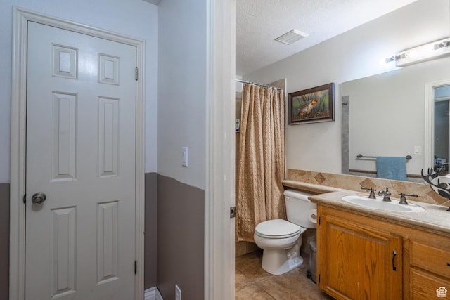 737 Carma Way, Washington, UT 84780 - bathroom with vanity, tile patterned floors, a shower with curtain, and a textured ceiling