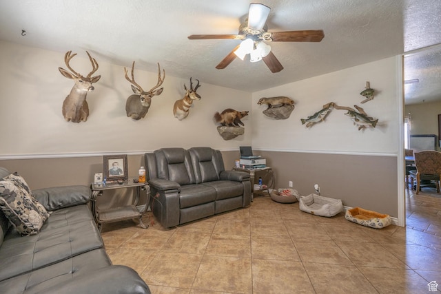 737 Carma Way, Washington, UT 84780 - tiled living area featuring ceiling fan and a textured ceiling