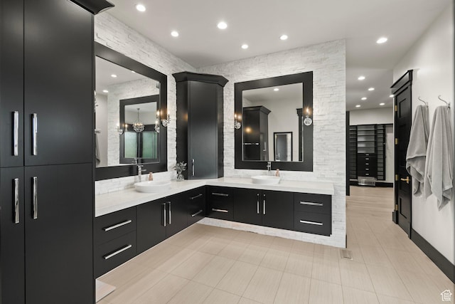 1643 E Box Elder Dr, Alpine, UT 84004 - full bathroom featuring double vanity and recessed lighting