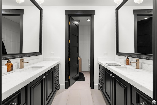 1643 E Box Elder Dr, Alpine, UT 84004 - bathroom with two vanities and tile patterned floors