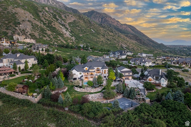 1643 E Box Elder Dr, Alpine, UT 84004 - aerial overview of property's location featuring a mountain backdrop and nearby suburban area