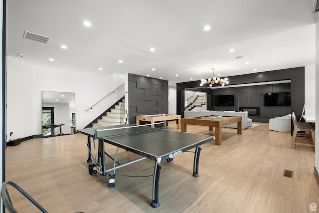 1643 E Box Elder Dr, Alpine, UT 84004 - playroom with recessed lighting, light wood-style flooring, and billiards