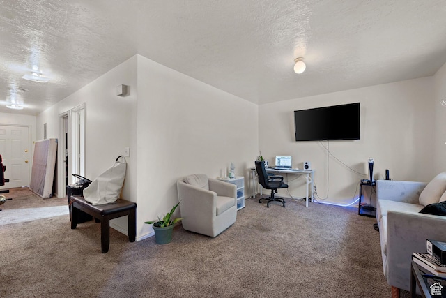 835 E 500 N, Spanish Fork, UT 84660 - living room with carpet flooring, an office area, and a textured ceiling