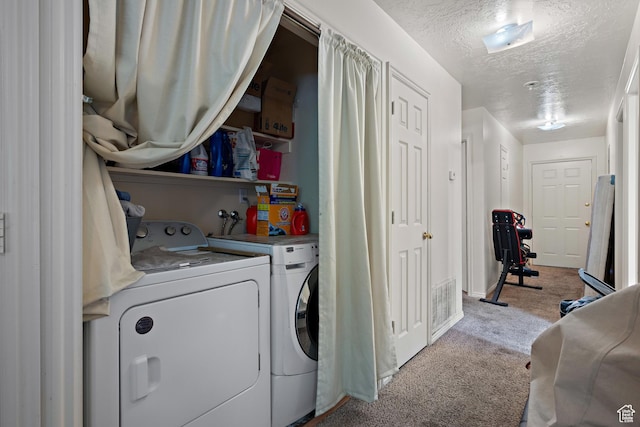 835 E 500 N, Spanish Fork, UT 84660 - washroom featuring washing machine and clothes dryer, carpet floors, and a textured ceiling