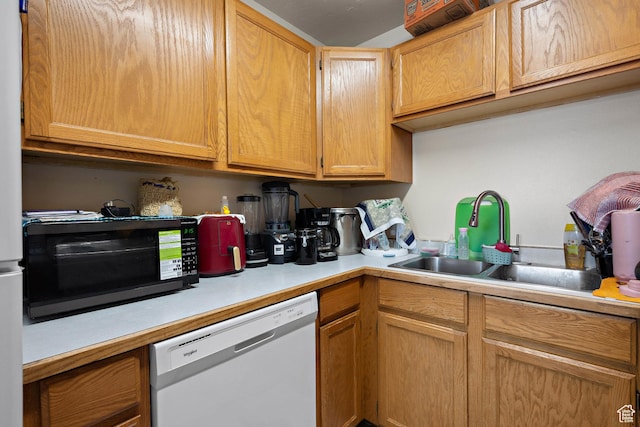 835 E 500 N, Spanish Fork, UT 84660 - kitchen with white dishwasher, black microwave, and light countertops
